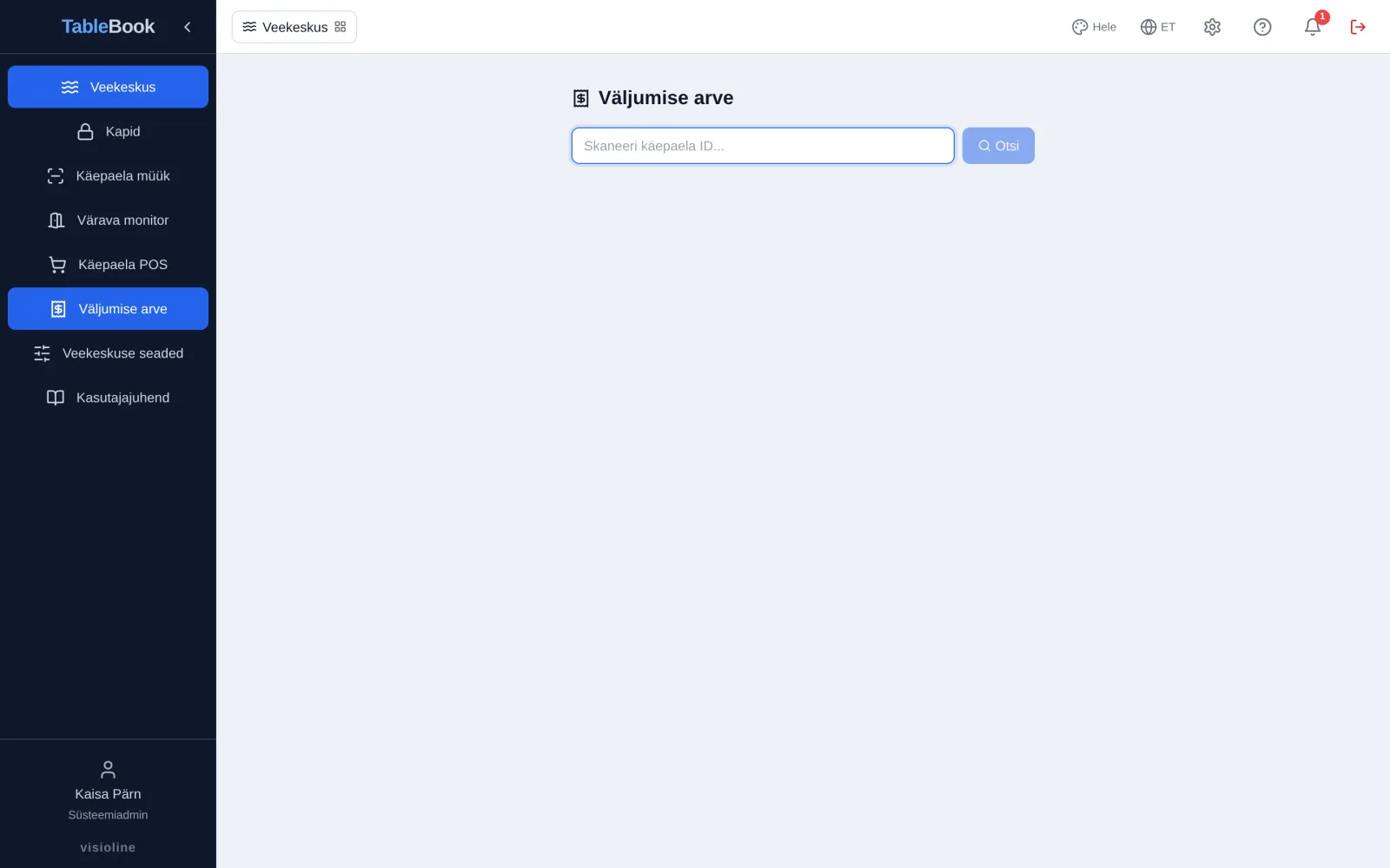 Veekeskus — väljumise arve