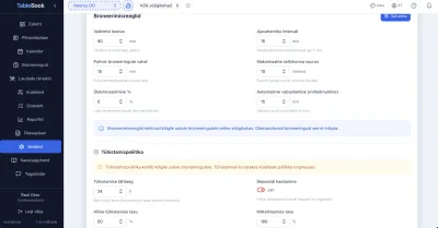 TableBook booking rules and cancellation policy — duration, intervals, deposits