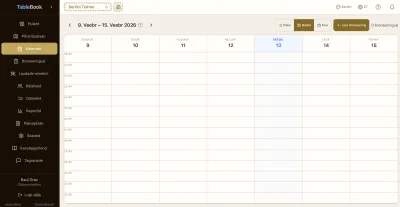 TableBook Berlin golden theme — weekly calendar